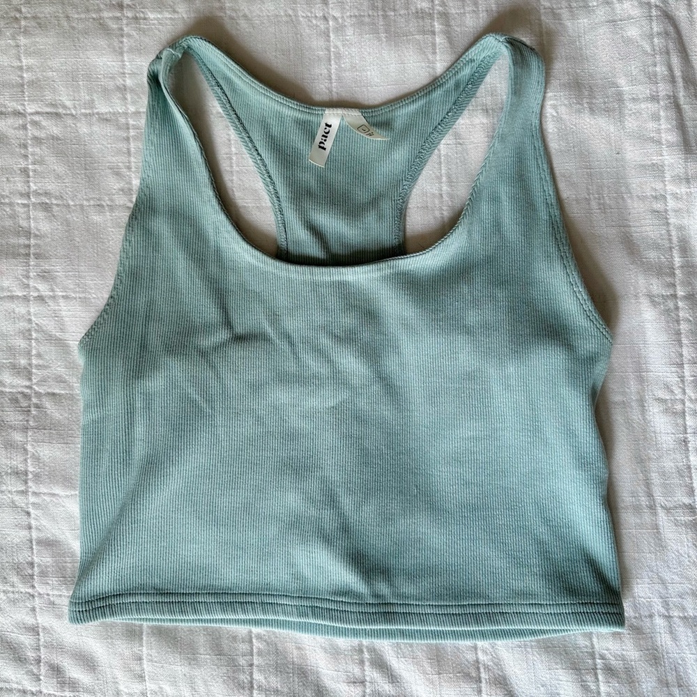 Pact Organic Ribbed Bra Top - Blue Mist